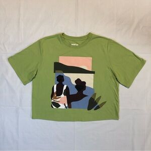 Black History Month Women’s Short Sleeve Stretch Green Graphic Crop Top L